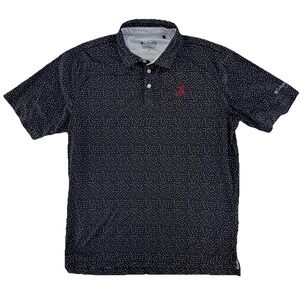 Columbia Golf Alabama Polo Shirt Mens Large Black All Over Print